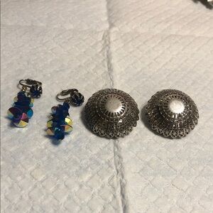 Blue Aurora Crystal Drop Clip-On Earrings - Unbranded